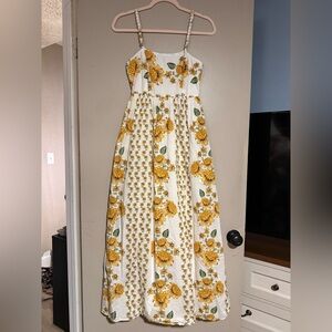 Japna White and Yellow Floral Dress with pockets